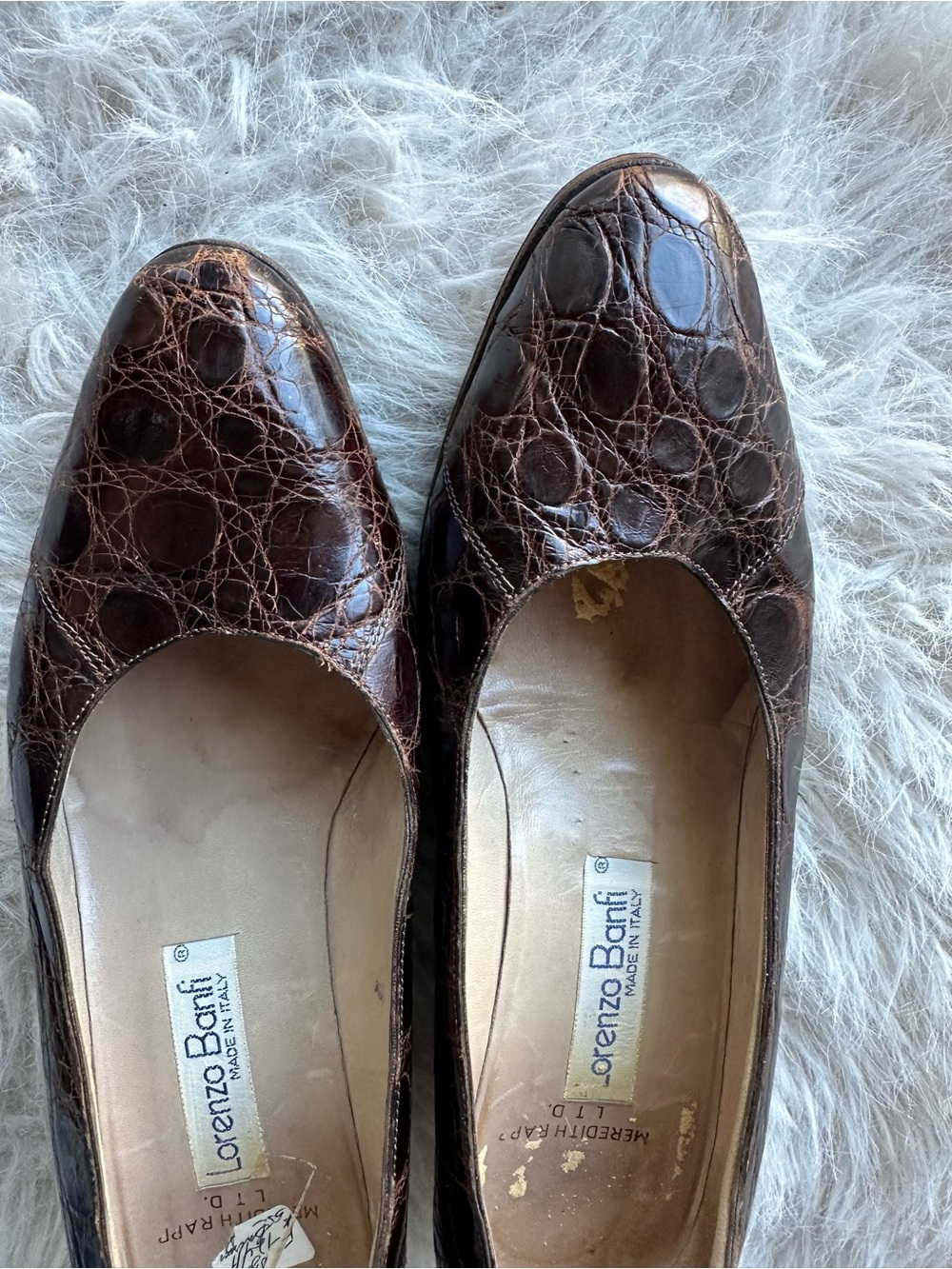 lorenzo Banfi Dark Brown Croc-Embossed Leather shoes 8.5 made in Italy 38.5